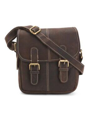 AMERICAN BISON Nubuck Leather Hunter Flap Over Crossbody
